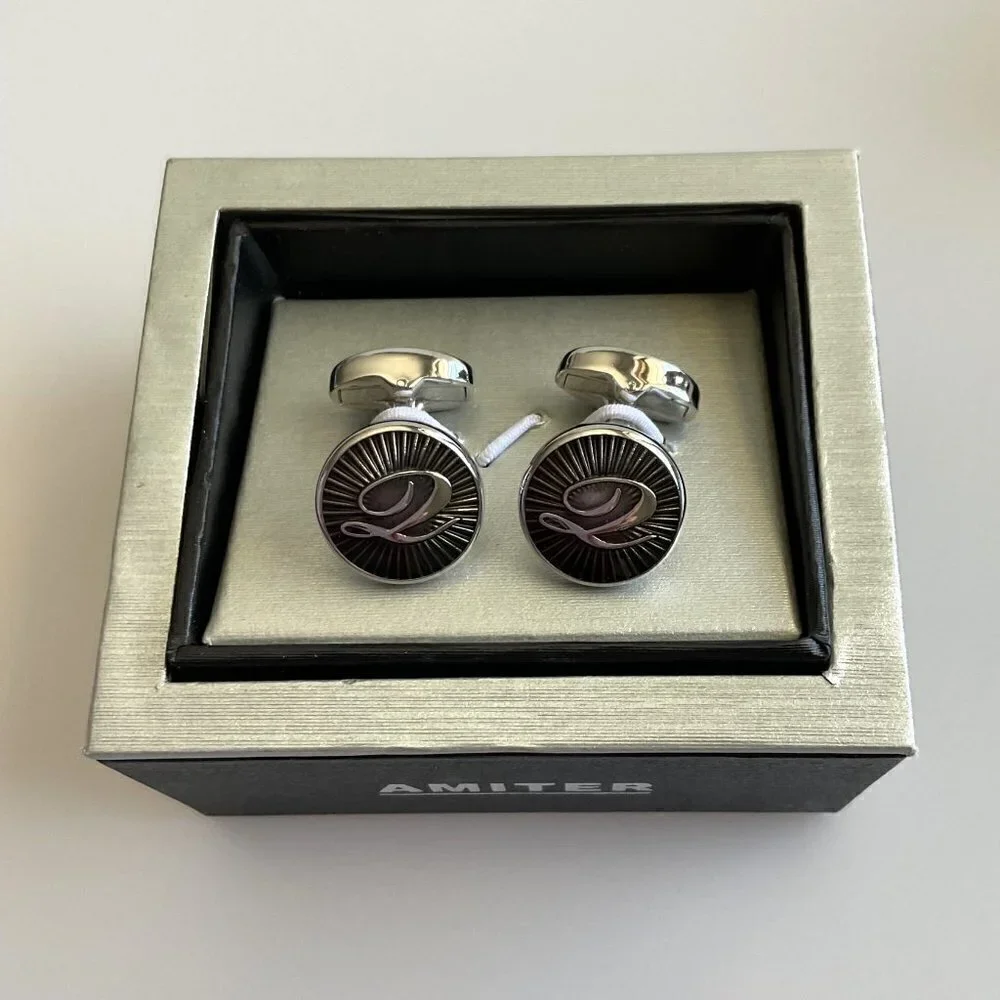 AMITER INITIAL LETTER CUFFLINKS IN GIFT BOX